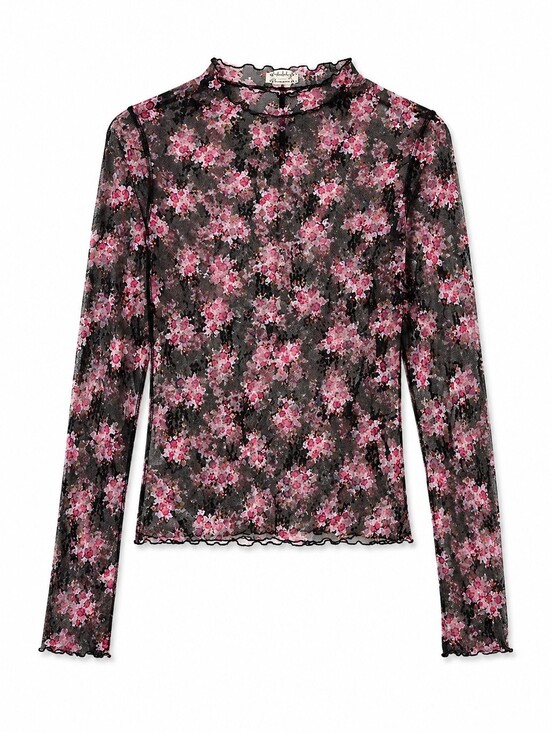 Intimately By Free People Tops - Free People Intimately Lady Lux Printed Layering Top, L, Rare Black Fuschia